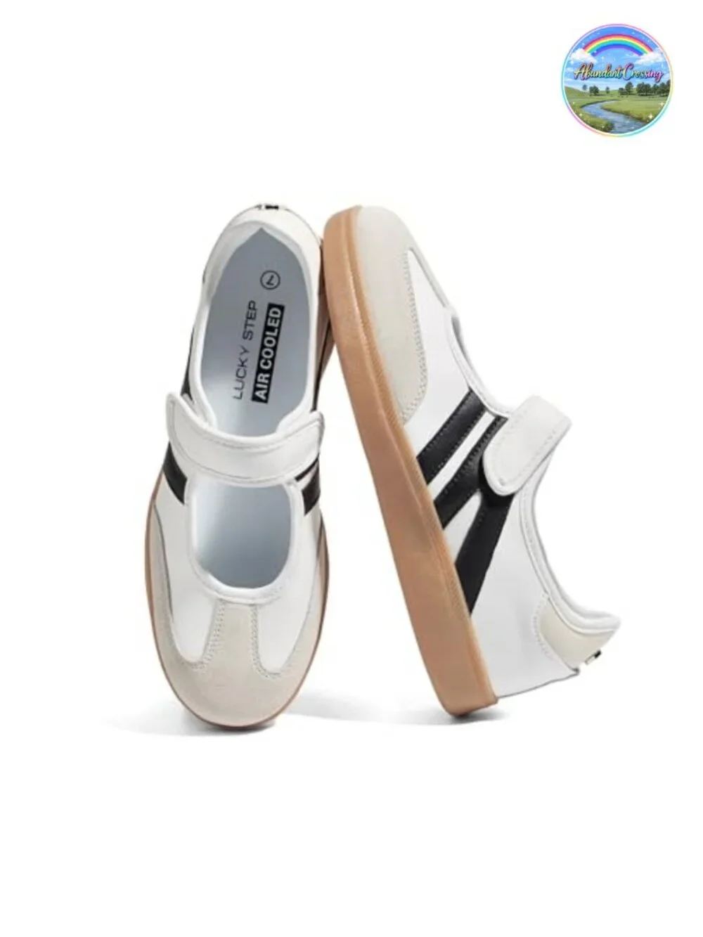 Women's Retro Walking Sneakers with Hook-and-Loop Strap and Cow Suede